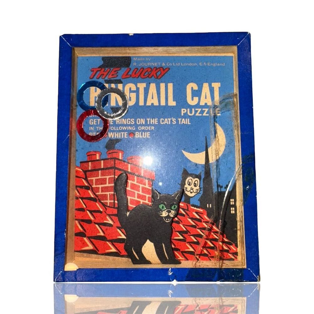 Vintage Lucky Ringtail Cat Puzzle Figurine by R. Journet & Co. London
